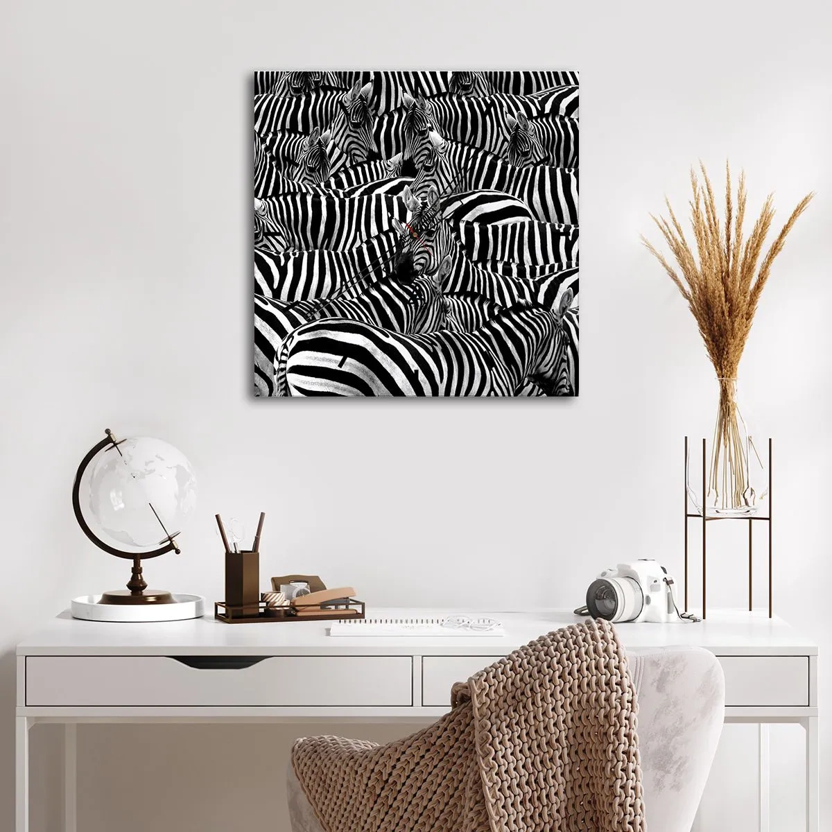 Wandklok - Klok - Groepsportret met strepen - 30x30 cm