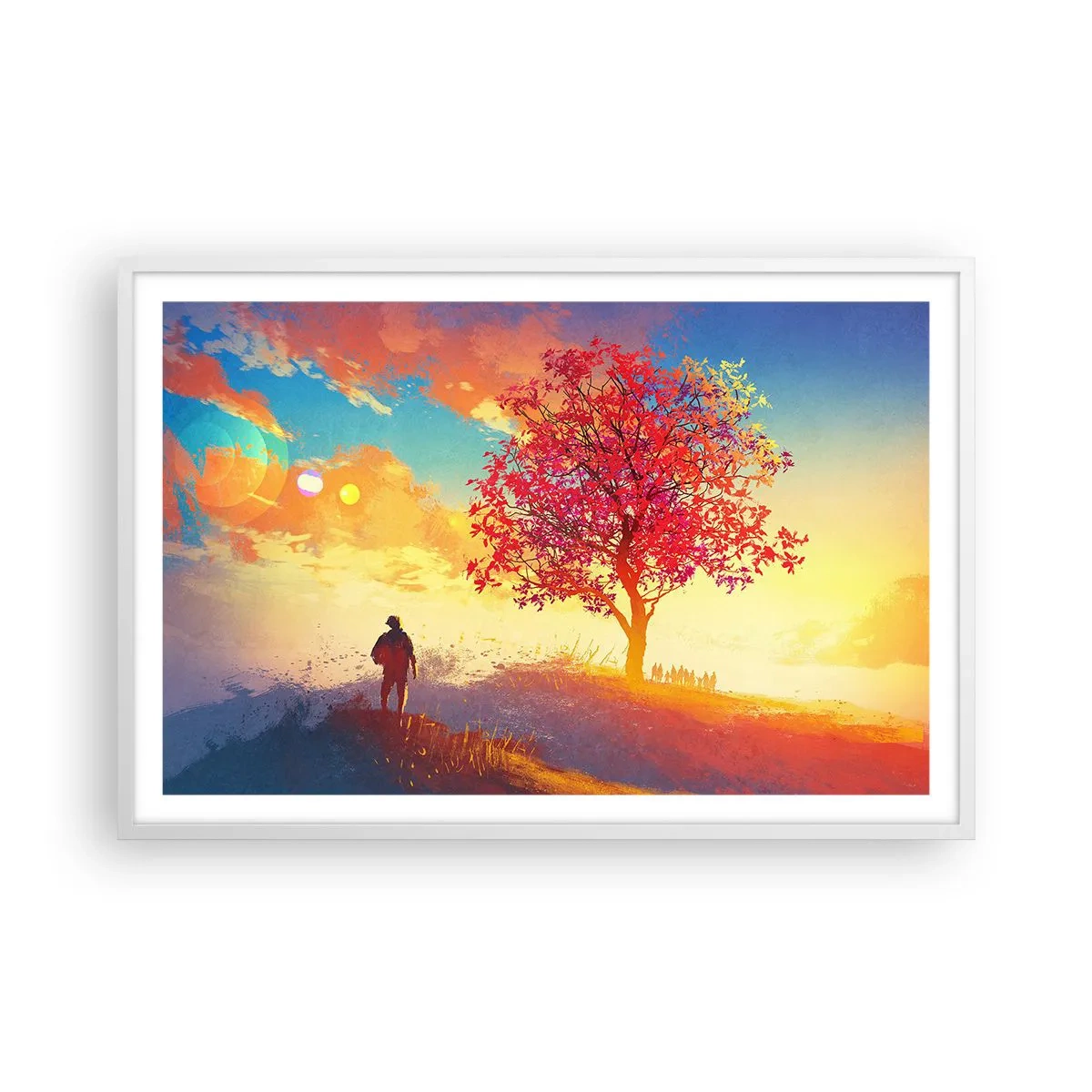 Poster in een witte lijst - Pelgrim bij de bestemming - 91x61 cm