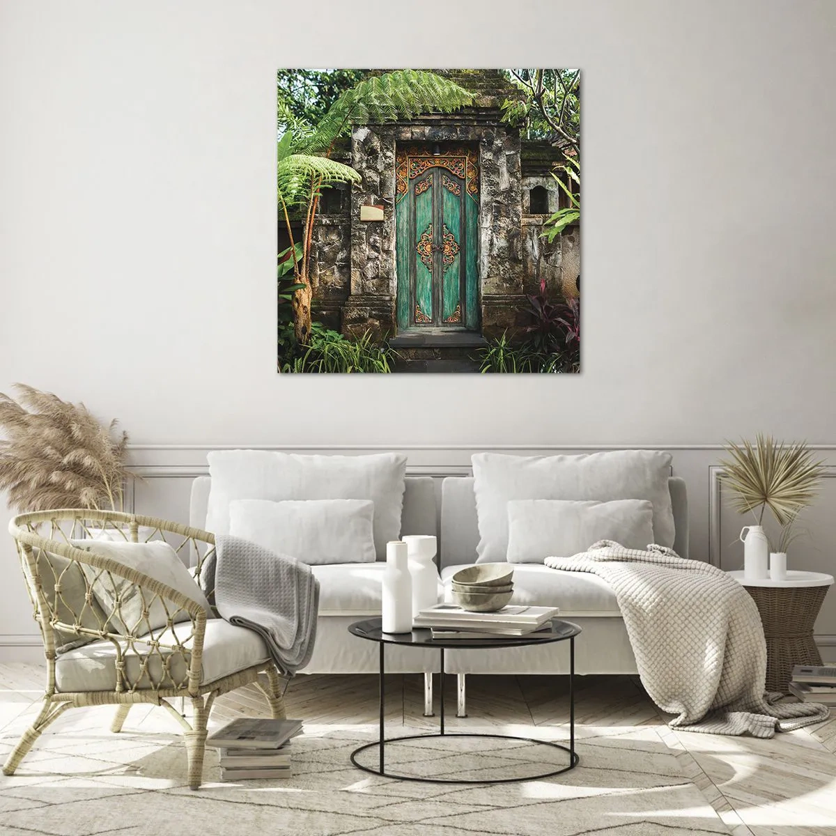 Schilderen op glas - Een deur naar een exotische wereld - 70x70 cm