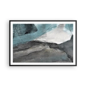 Poster in een zwarte lijst - Abstractie: rotsen en ijs - 91x61 cm