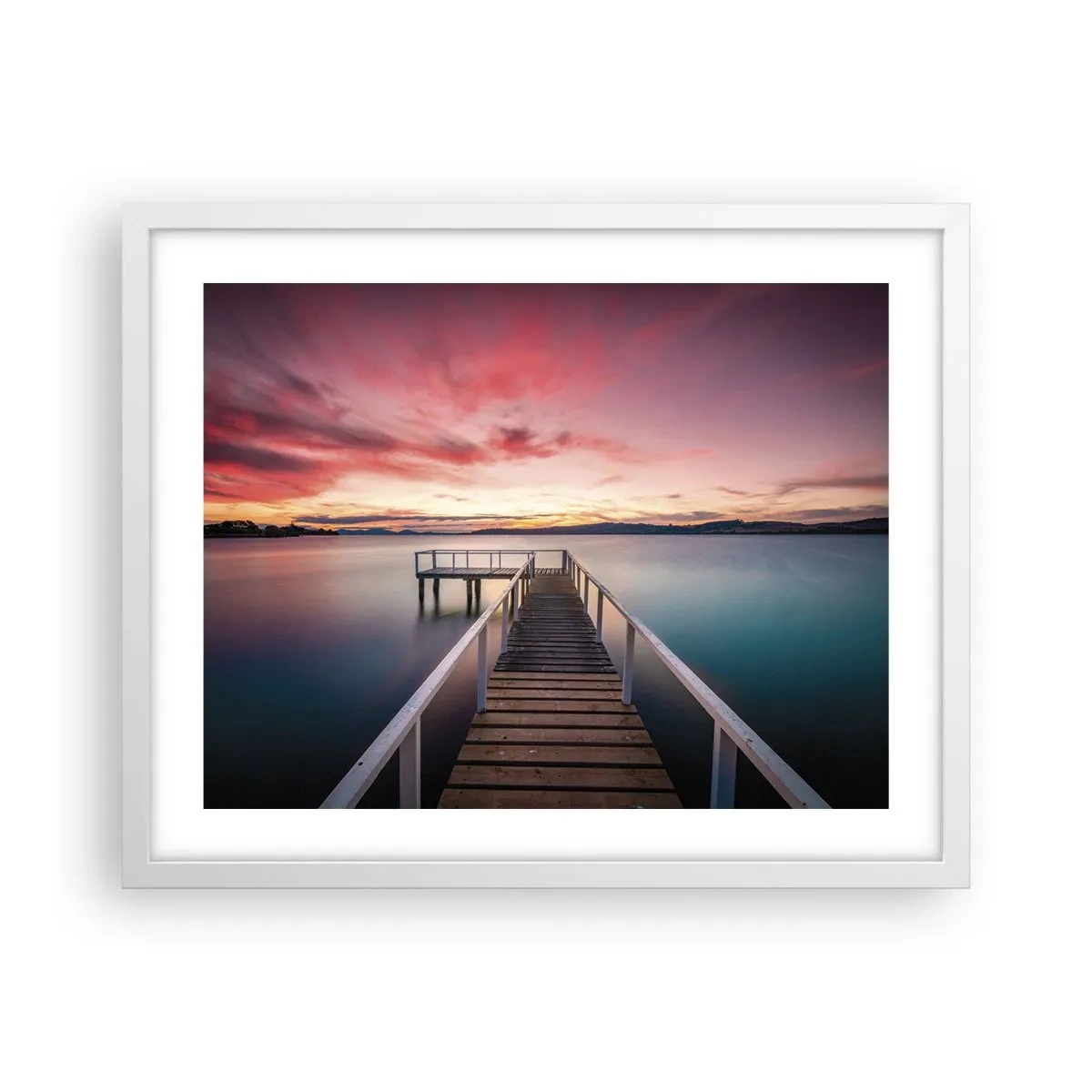 Poster in een witte lijst - De zachte vlam van de avond - 50x40 cm