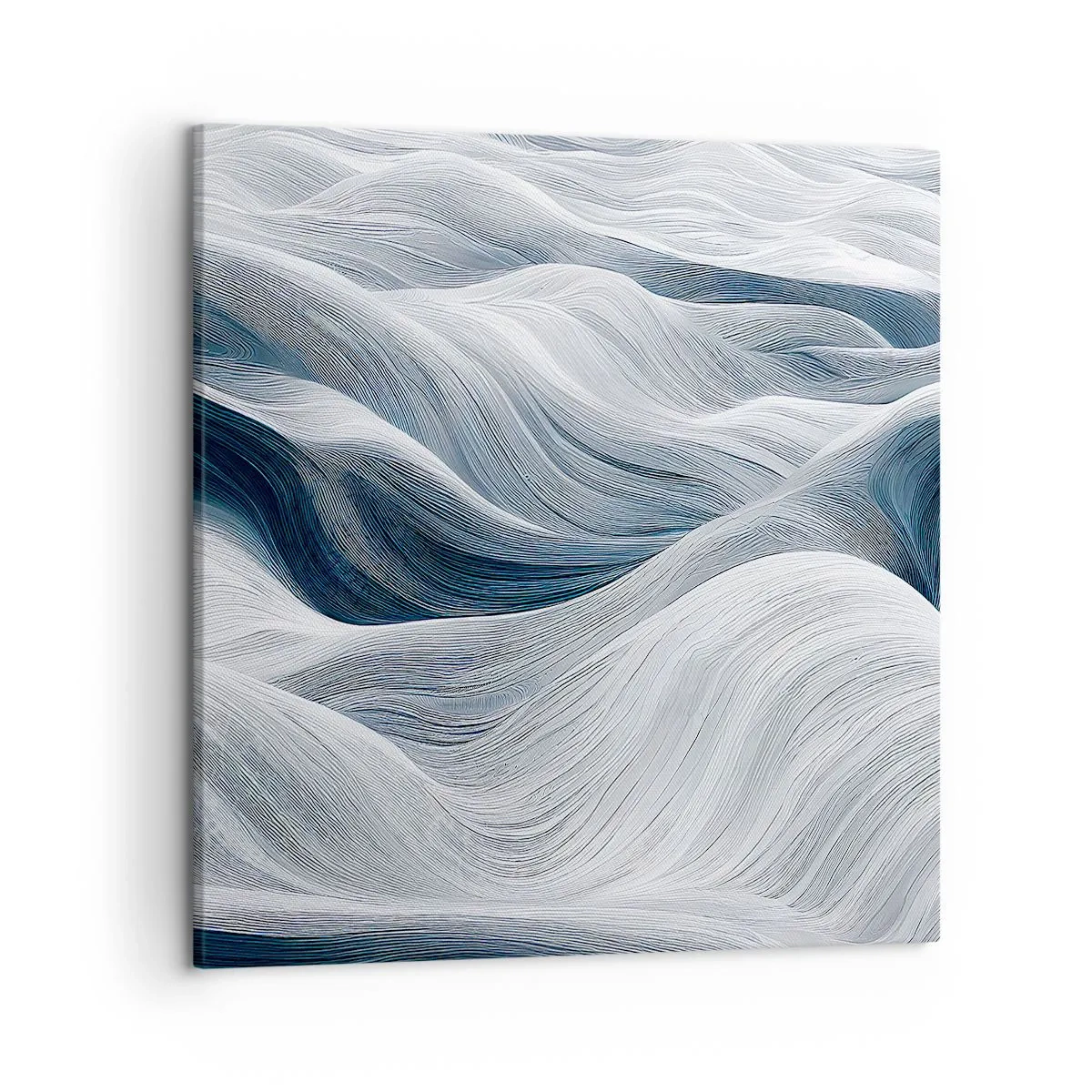 Schilderen op canvas - Witte en blauwe golven - 50x50 cm