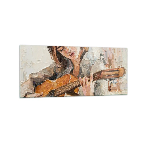 Schilderen op glas - Concerto voor gitaar en een meisjeshart - 120x50 cm