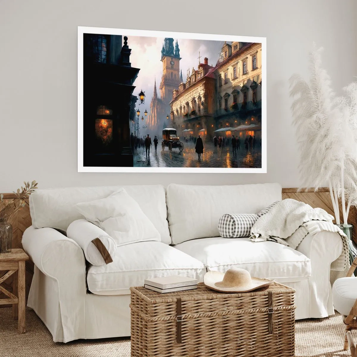 Poster - De charme van een Praagse avond - 50x40 cm