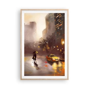 Een poster in een licht eiken lijst - In de lichten van New York - 61x91 cm