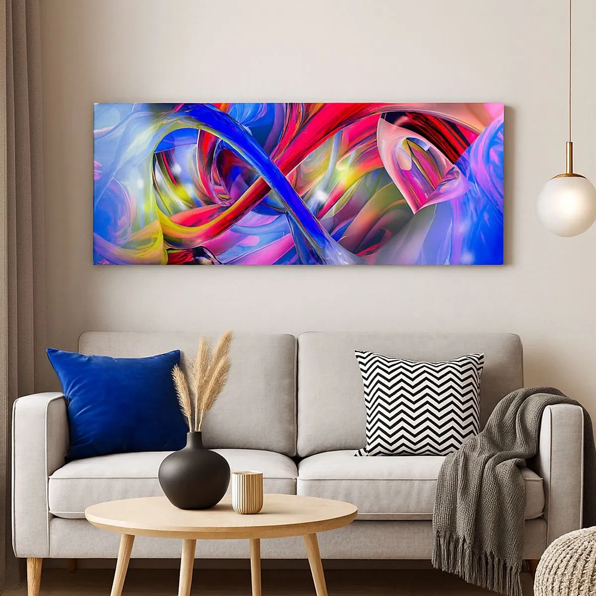 Schilderen op canvas - Een dans van kleuren - 100x40 cm