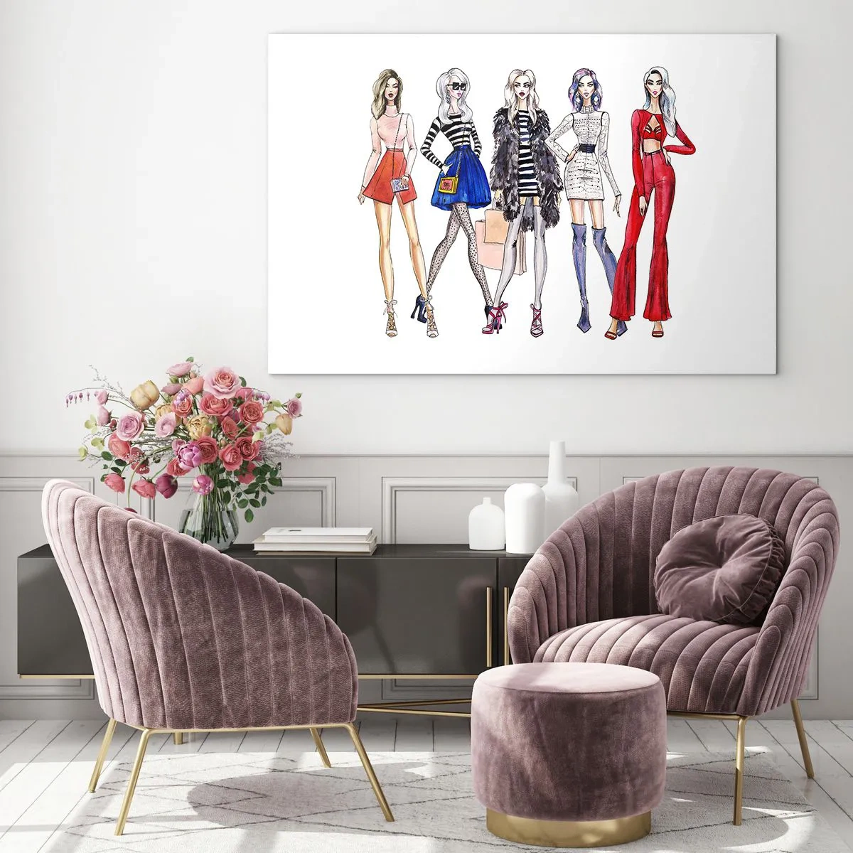 Schilderen op glas - Elke week Fashion Week - 100x70 cm