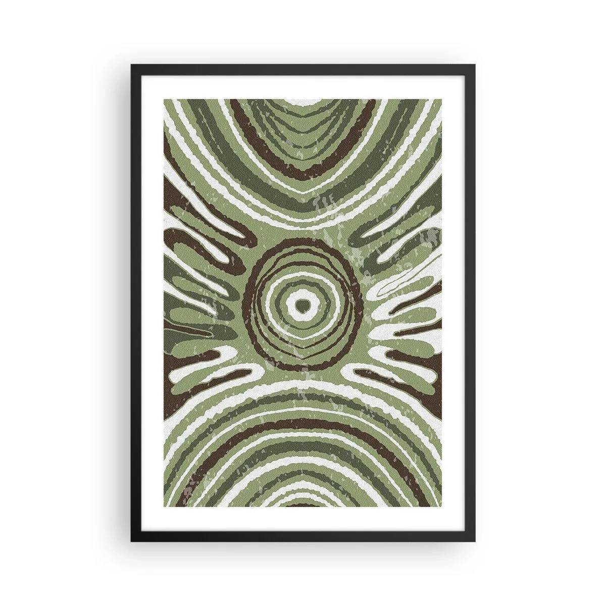 Poster in een zwarte lijst - Symmetrisch abstract patroon in tinten groen - 50x70cm - Een explosie van emoties - Moderne wanddecoratie voor woonkamer en slaapkamer ARTTOR