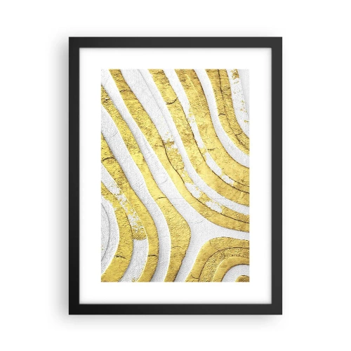 Poster in een zwarte lijst - Compositie in wit en goud - 30x40 cm