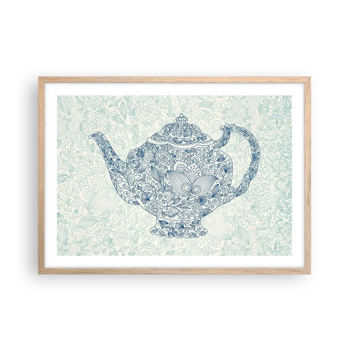 Een poster in een licht eiken lijst - De charme van thee - 70x50 cm