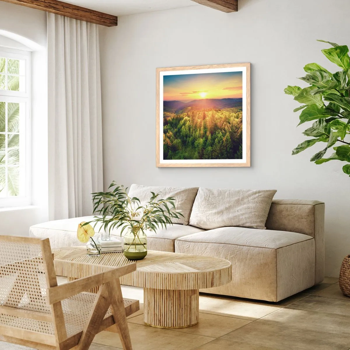 Een poster in een licht eiken lijst - Hoekpunten en topjes - 50x50 cm