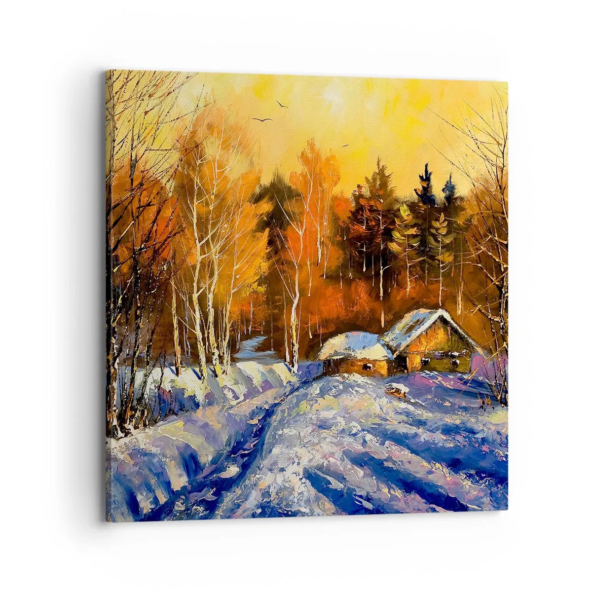 Schilderen op canvas - Winter impressie in de zon - 70x70 cm
