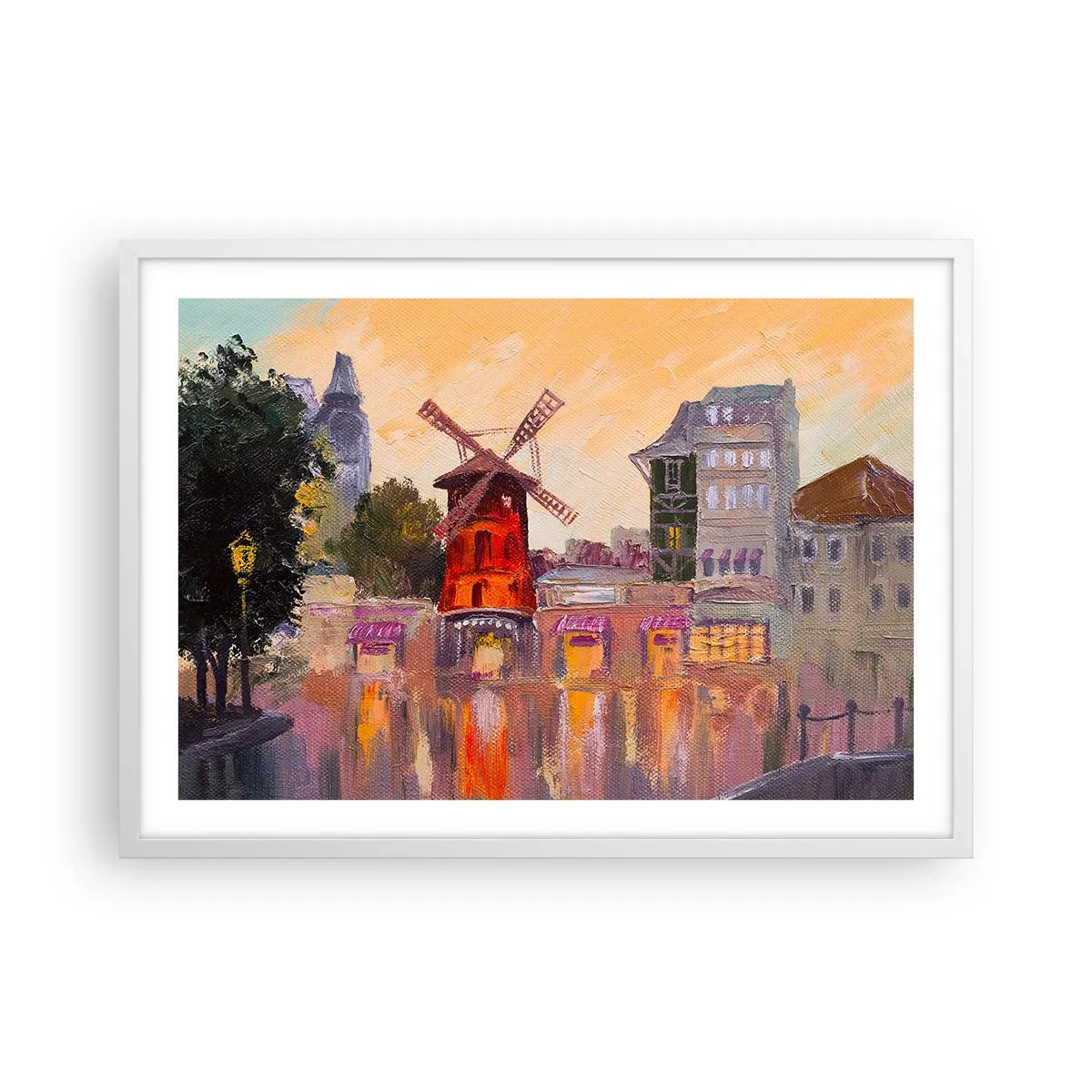 Poster in een witte lijst - Parijse iconen – Moulin Rouge - 70x50 cm