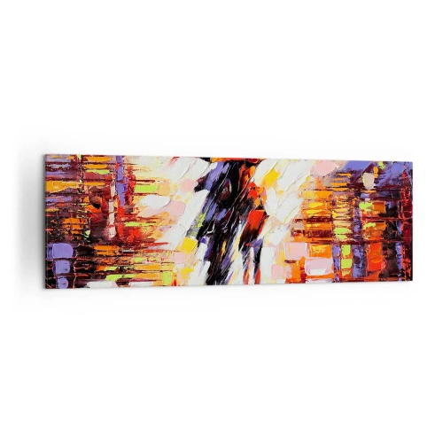 Schilderen op canvas - Samen door de nacht en regen - 160x50 cm