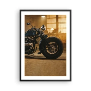 Poster in een zwarte lijst - Motorfiets in een stijlvolle werkplaats - 50x70cm - Ik kan alles  - Moderne wanddecoratie voor woonkamer en slaapkamer ARTTOR