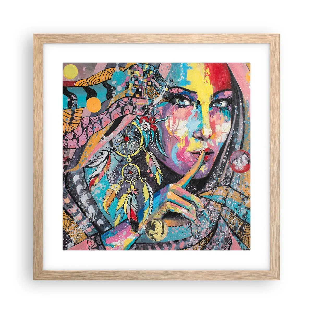 Een poster in een licht eiken lijst - Zwijg totdat je het begrijpt - 40x40 cm