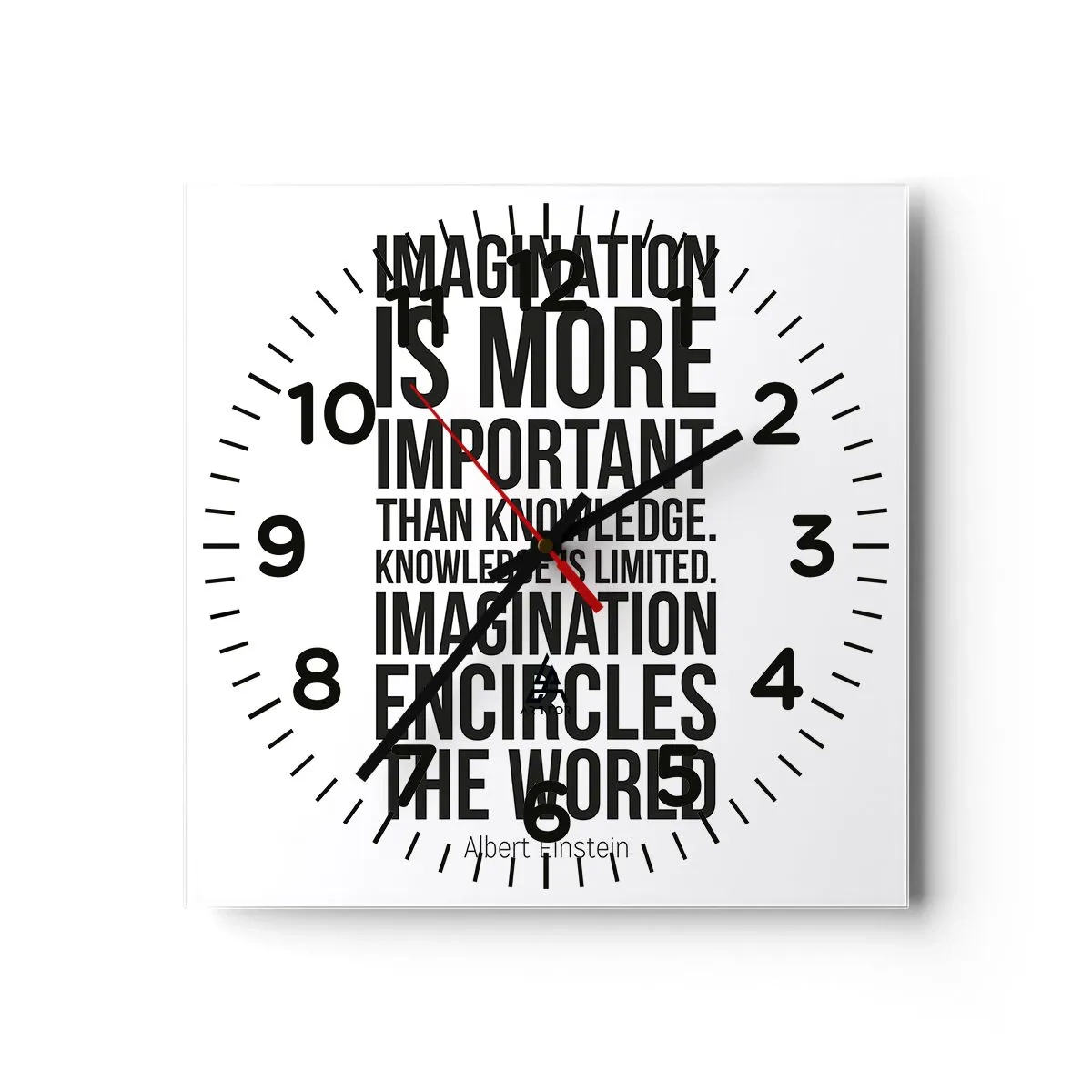 Wandklok - Klok - Einstein over de kracht van verbeelding - 30x30 cm