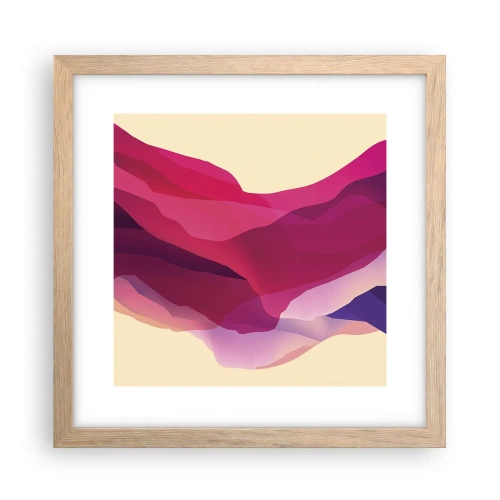 Een poster in een licht eiken lijst - Paarse golven - 30x30 cm