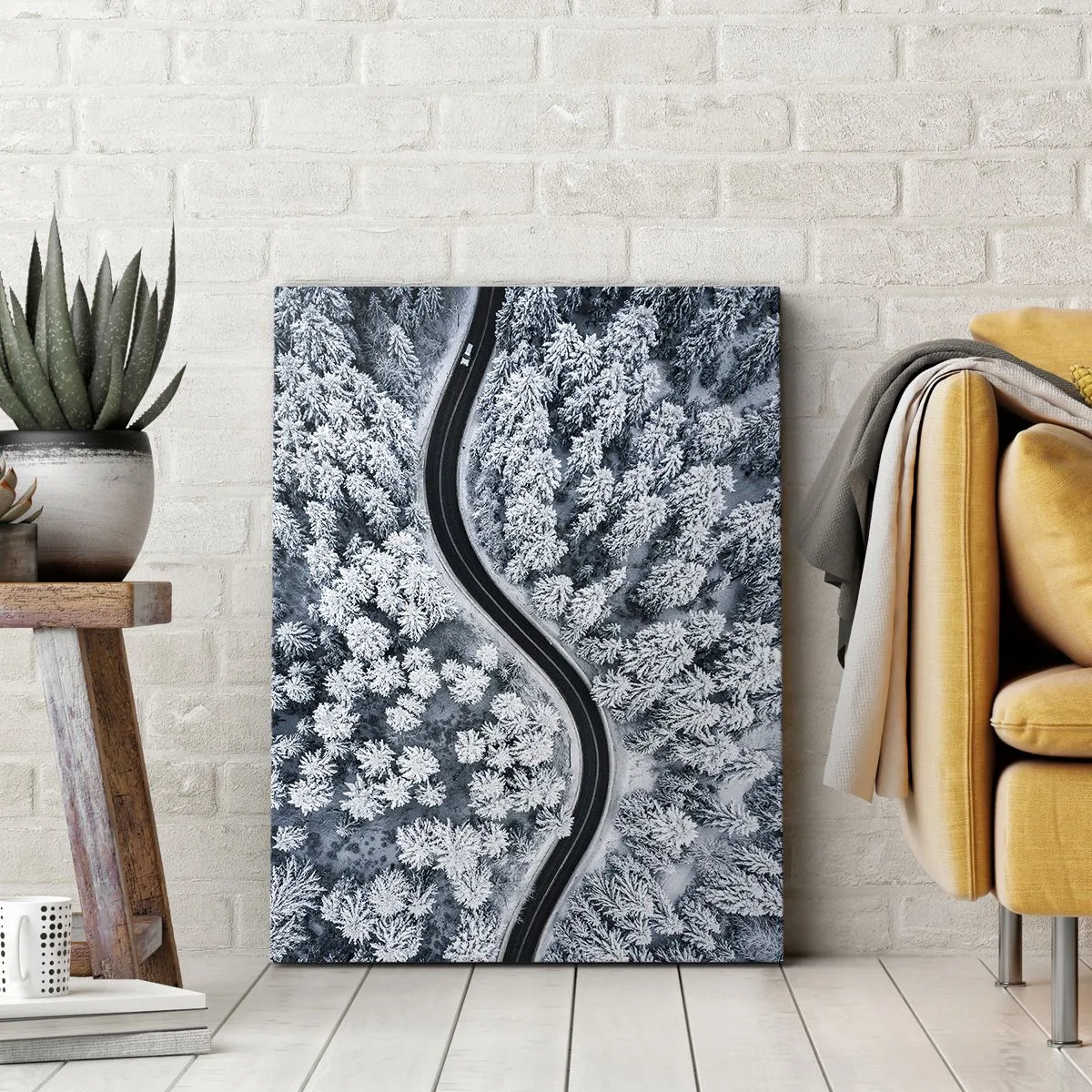 Schilderen op canvas - Door het winterbos - 45x80 cm