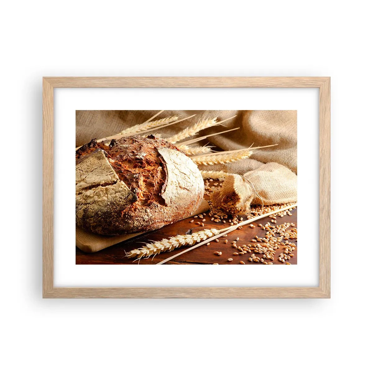 Een poster in een licht eiken lijst - Smakelijk, geurig, knapperig - 40x30 cm