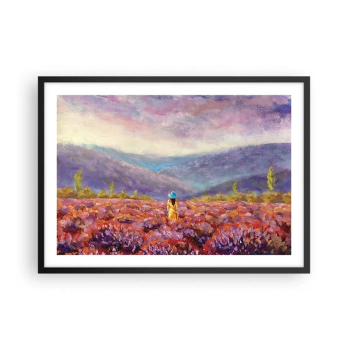 Poster in een zwarte lijst - In een lavendelwereld - 70x50 cm