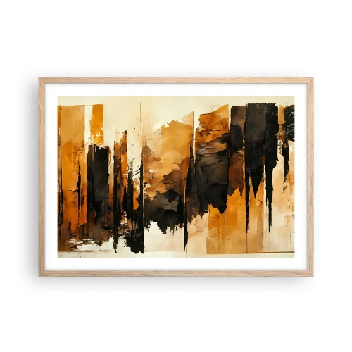Een poster in een licht eiken lijst - Harmonie van zwart en goud - 70x50 cm