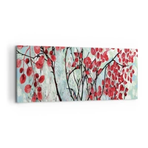 Schilderen op canvas - Boom in scharlaken - 100x40 cm