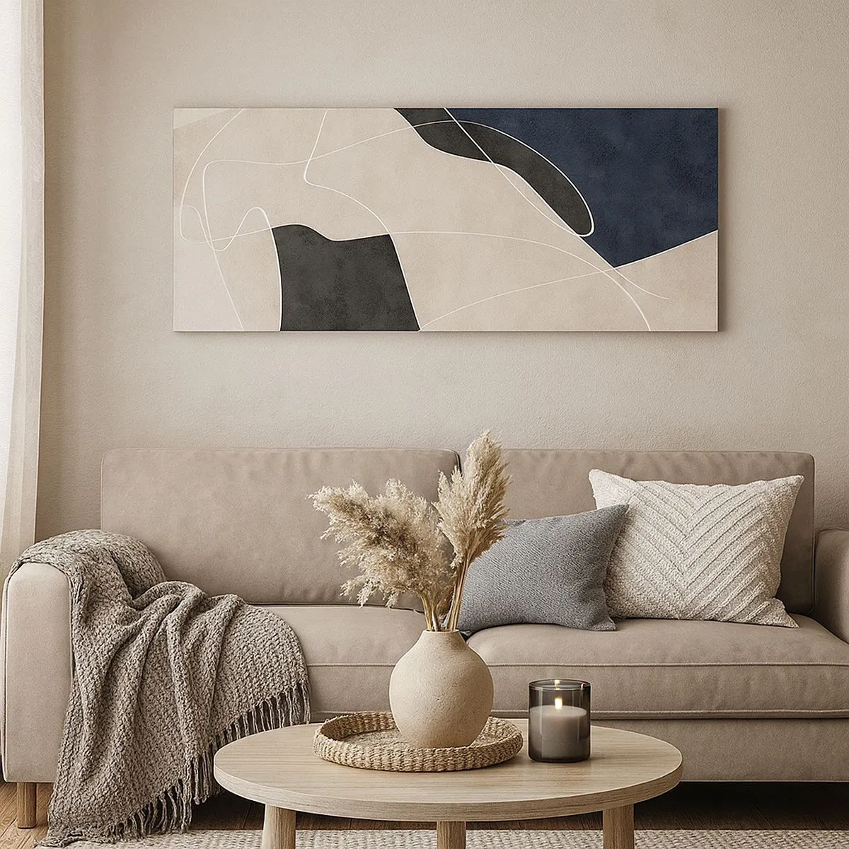 Schilderen op canvas - Abstracte compositie – kleurcontrast - 100x40 cm