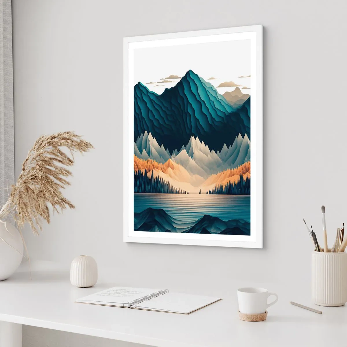 Poster in een witte lijst - Perfect berglandschap - 50x70 cm