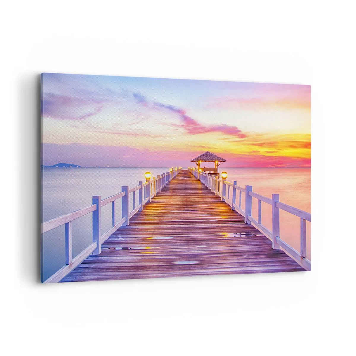 Schilderen op canvas - De lila-gouden stilte van de avond - 100x70 cm