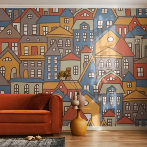 Fotobehang Standard Eco - Achter het huis is een huis - Stad, Architectuur, Oude stad - 350x256 cm