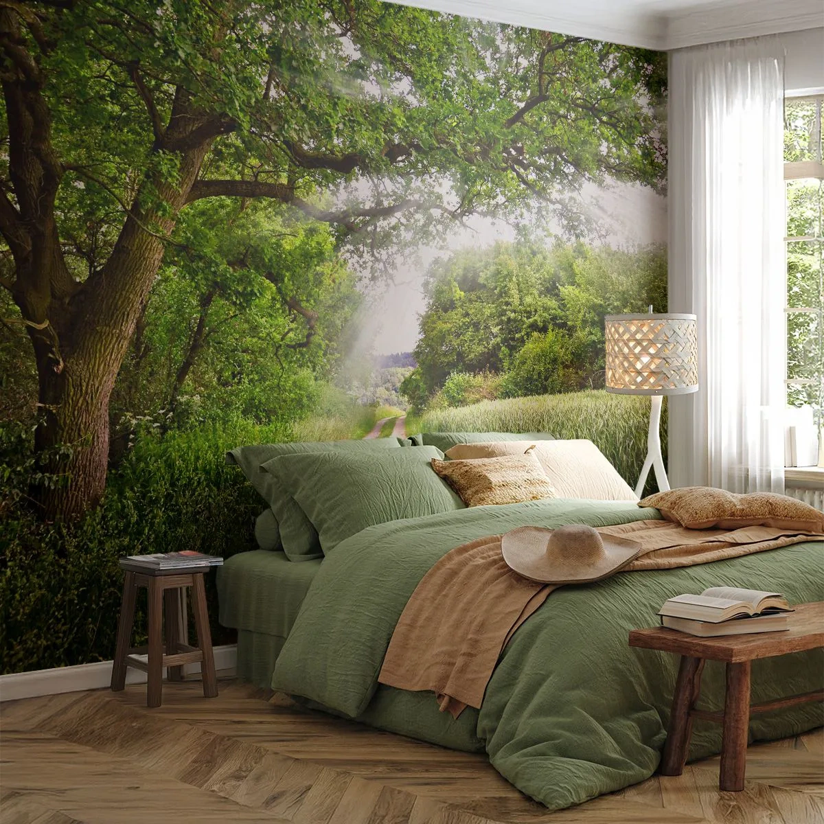 Fotobehang Premium Canvas - Et in Arcadia ego - Landschap, Zandweg, Natuur - 150x105 cm