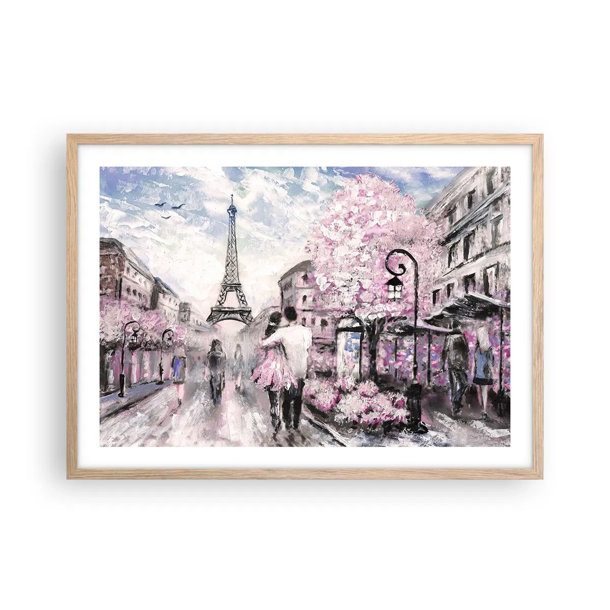 Een poster in een licht eiken lijst - Hoe verliefd te worden is alleen in ... - 70x50 cm