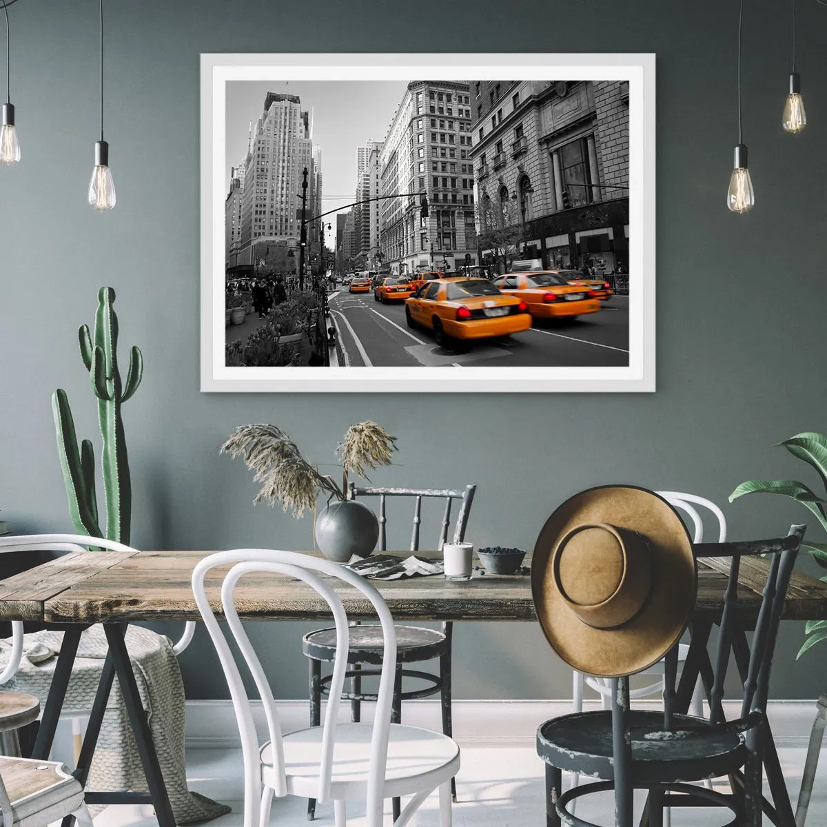 Poster in een witte lijst - De zonnen van grote steden - 70x50 cm