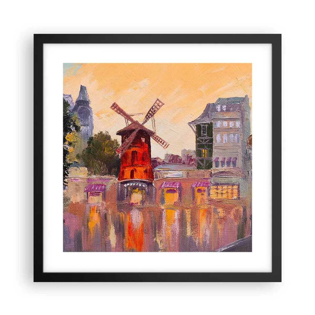 Poster in een zwarte lijst - Parijse iconen – Moulin Rouge - 40x40 cm