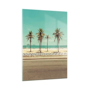 Schilderen op glas - Op wacht op het strand - 50x70 cm
