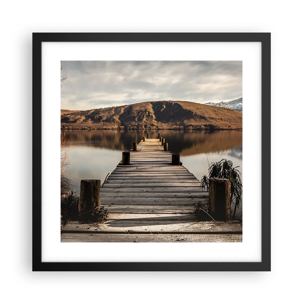 Poster in een zwarte lijst - Landschap in stilte - 40x40 cm