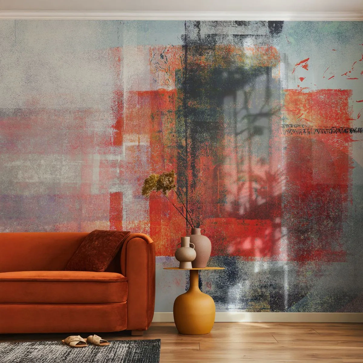Fotobehang Standard Eco - Een gloeiende compositie - Deel, Abstractie, Industrieel - 150x105 cm