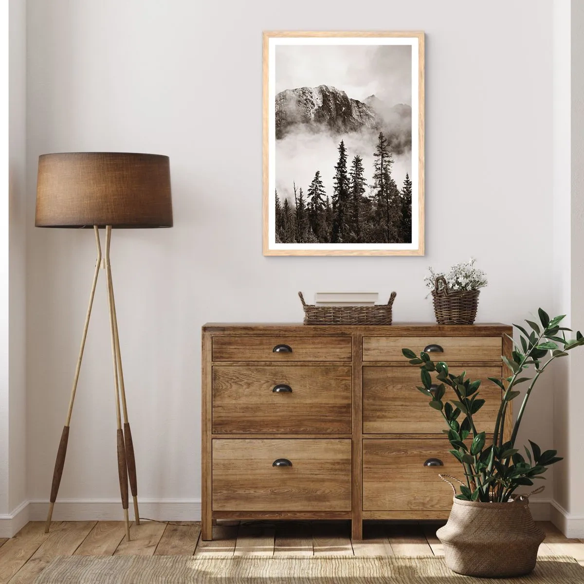Een poster in een licht eiken lijst - Granieten liniaal - 70x100 cm