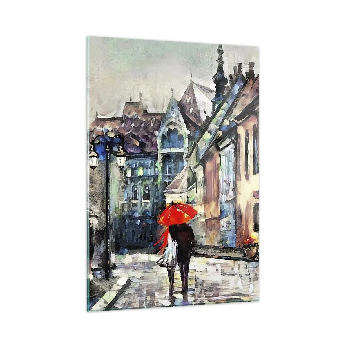 Schilderen op glas - Regen voor twee - 50x70 cm