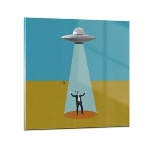 Schilderen op glas - Een nauwe ontmoeting - 30x30 cm