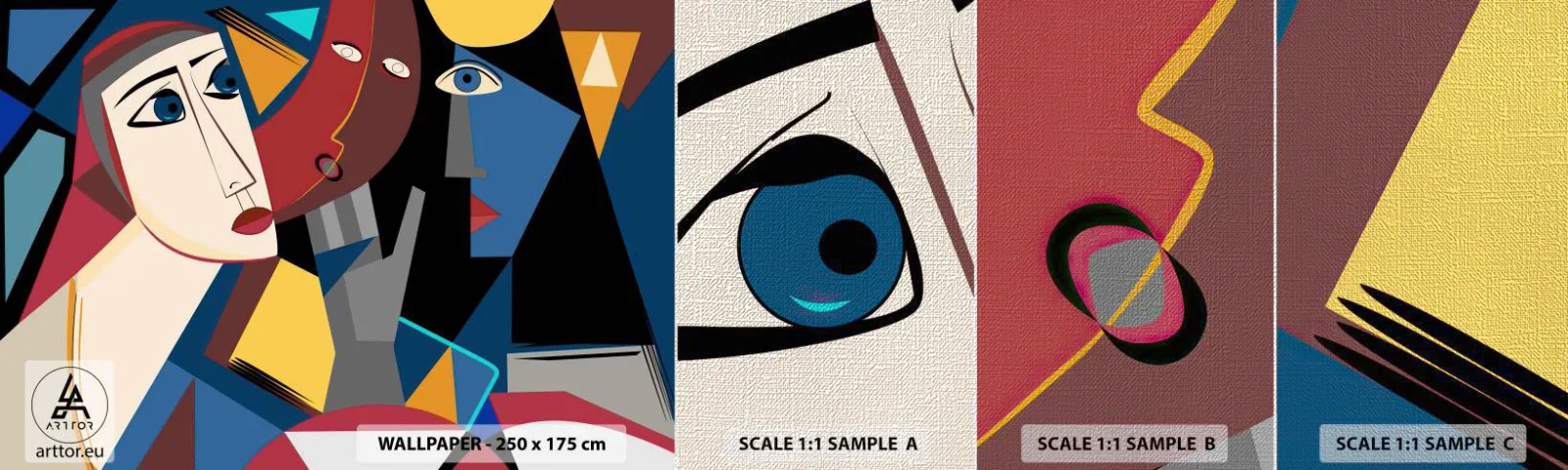 Fotobehang Monster Premium Canvas - Een gesprek tussen kubisten - Mensen, Kubisme, Portret - 100x30 cm