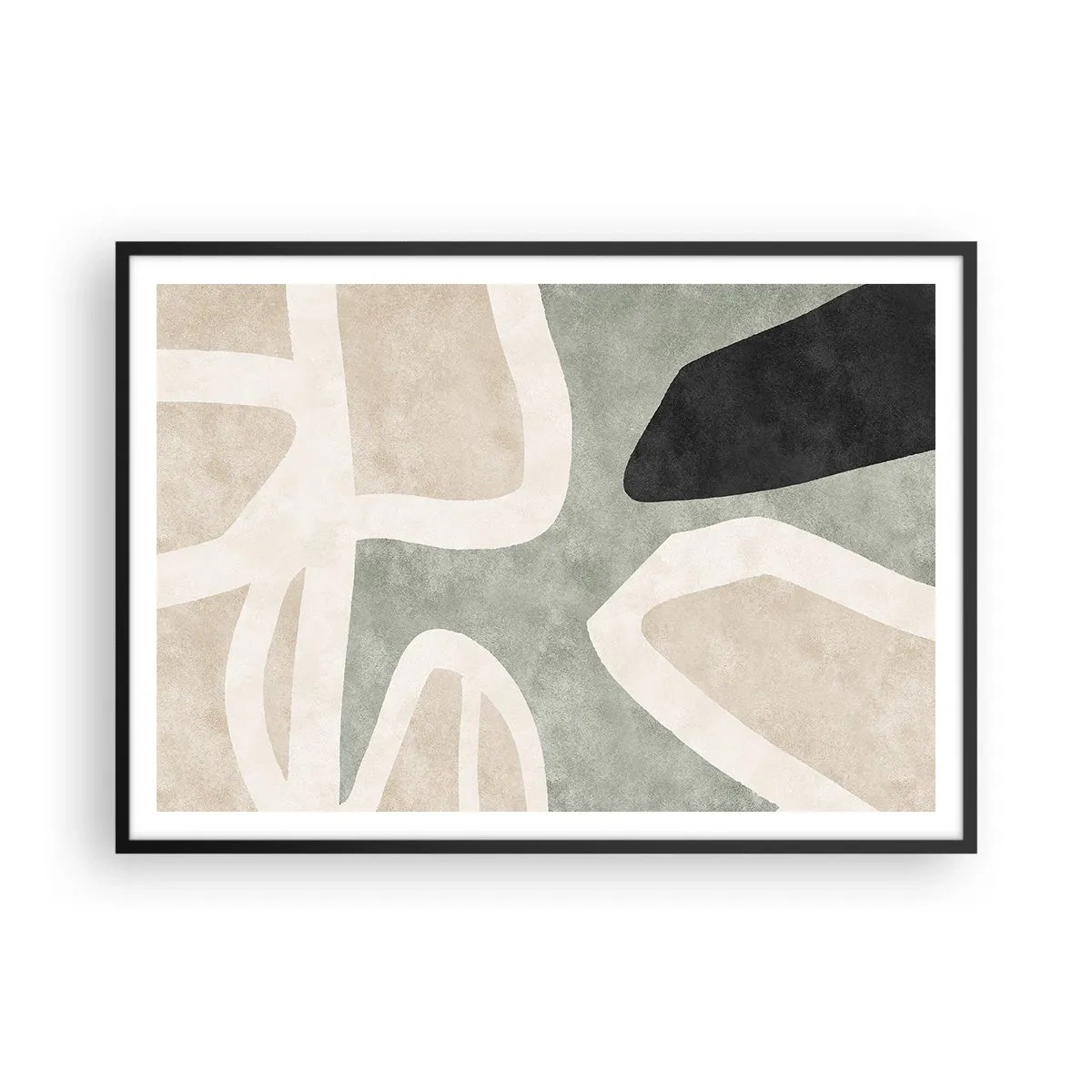 Poster in een zwarte lijst - Compositie met een zwart motief - 100x70 cm