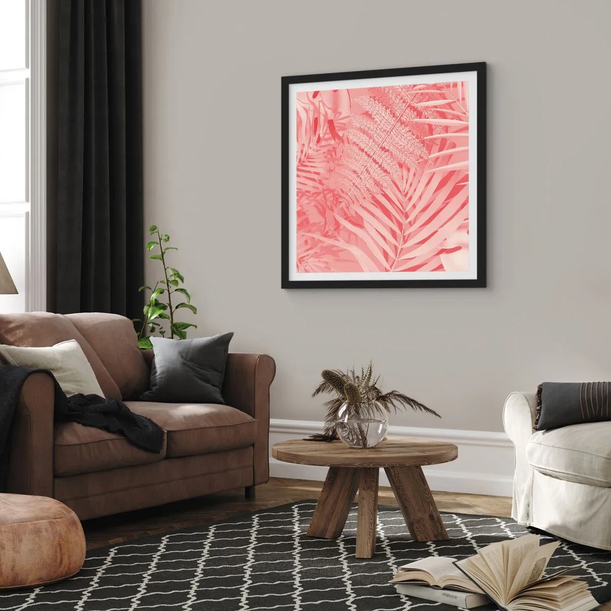 Poster in een zwarte lijst - Roze concept - 30x30 cm