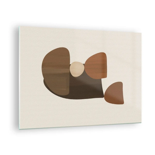 Schilderen op glas - Abstracte compositie in tinten bruin en beige - 70x50cm - Compositie in brons - Moderne wanddecoratie voor woonkamer en slaapkamer ARTTOR