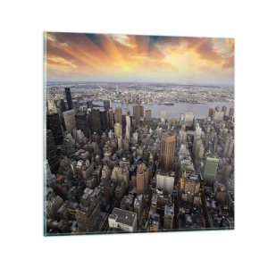 Schilderen op glas - Het kloppend hart van onze tijd - 50x50 cm