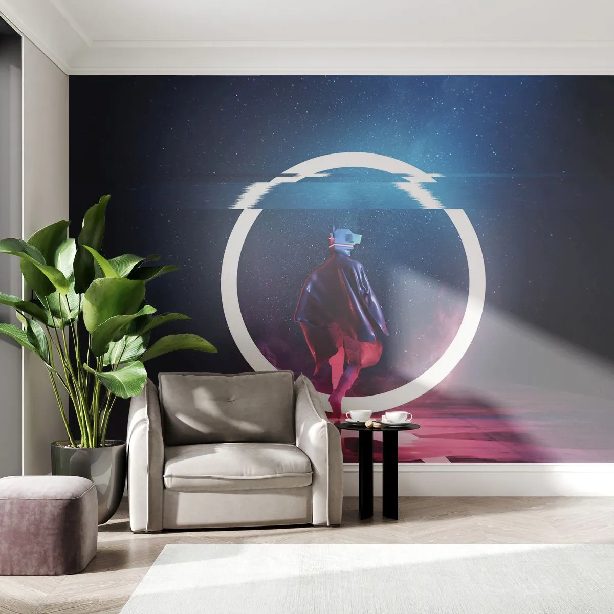 Zelfklevend Fotobehang Deluxe Sticker - Tussen werelden - Futuristisch, Astronaut, Kosmos - 400x280 cm