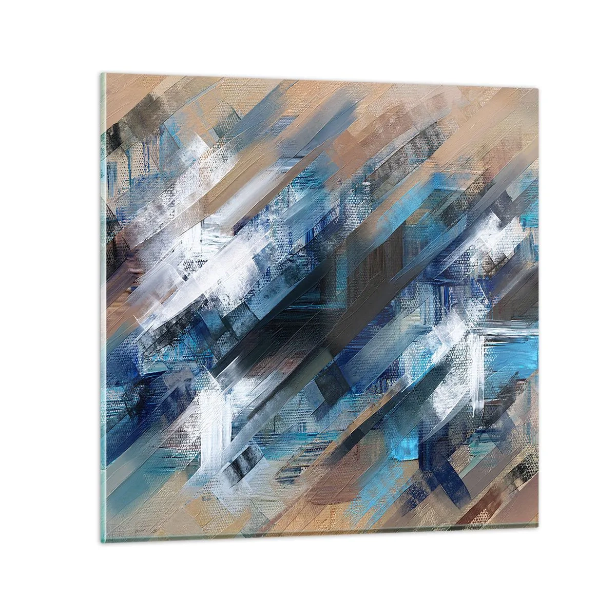 Schilderen op glas - Op een blauwe diagonaal - 70x70 cm