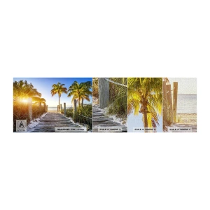 Fotobehang Monster Premium Canvas - Rechtstreeks naar het paradijs - Landschap, Kokospalm, Strand - 100x30 cm