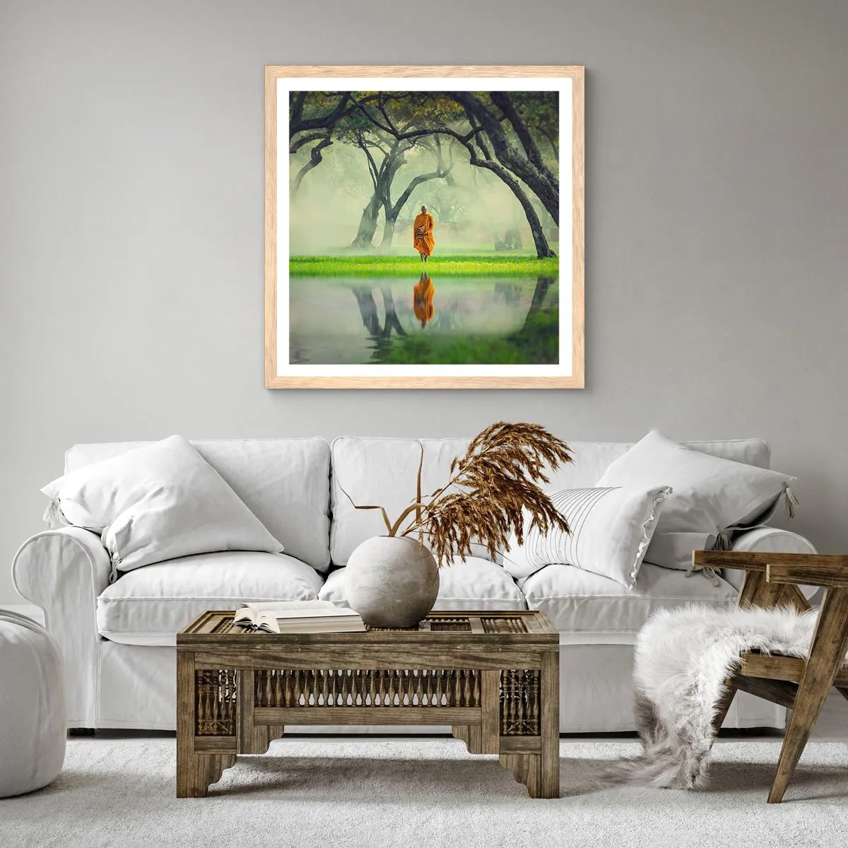 Een poster in een licht eiken lijst - Op weg naar verlichting - 30x30 cm